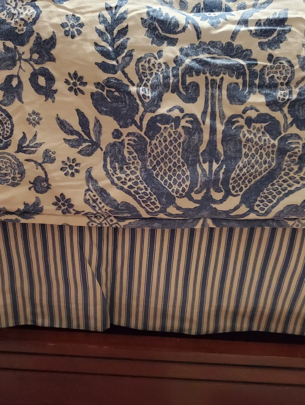 Lauren Ralph Lauren Queen comforter set, Curtains Vtg Rare Blue Ivory Damask EUC